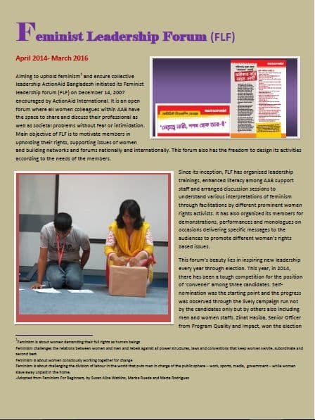 FEMINIST LEADERSHIP FORUM REPORT 2014-16