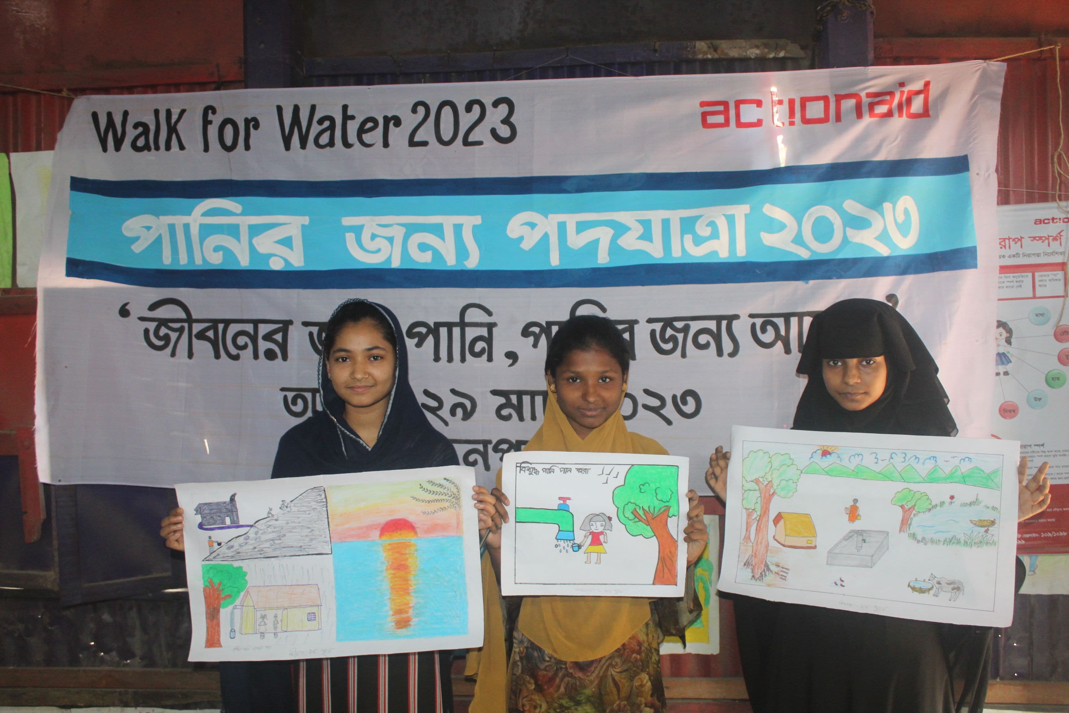 Children participated in the 'Walk for Water' campaign to show respect and value for water